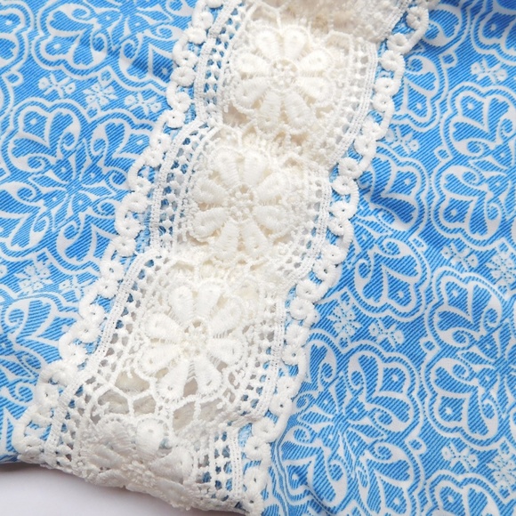 Luxology Crochet Bell Sleeve Shift Dress Plus Size 24 Blue White Boho NWT - Picture 4 of 7